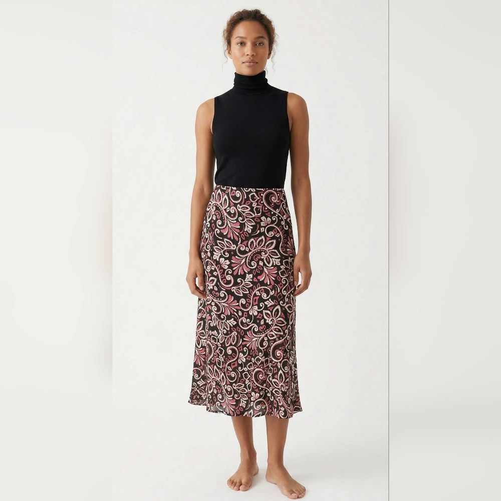 Croft & Barrow Pink Brown Floral Midi Skirt Boho Festival Cottage 16